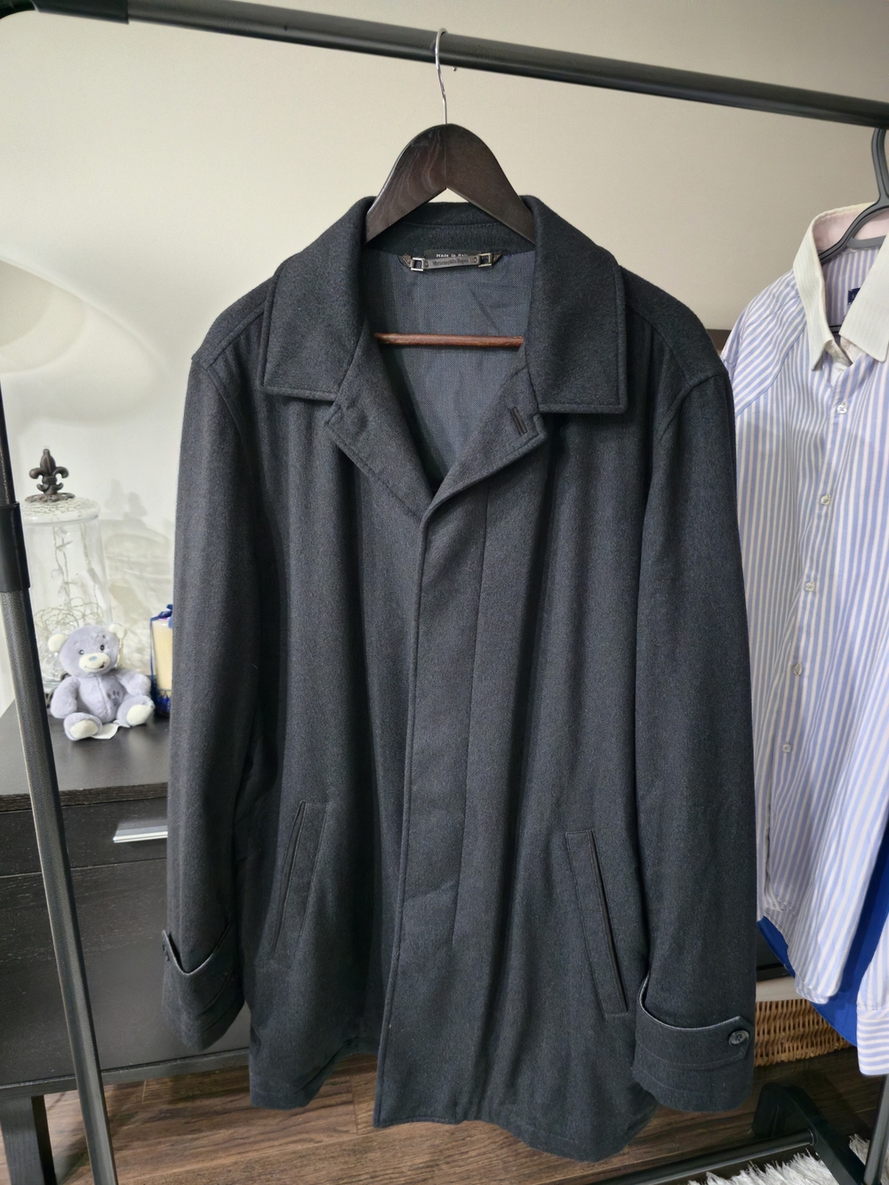 Ermenegildo Zegna Men’s XL Wool Blend Coat Jacket Made in Italy IT 54 Dark Charc